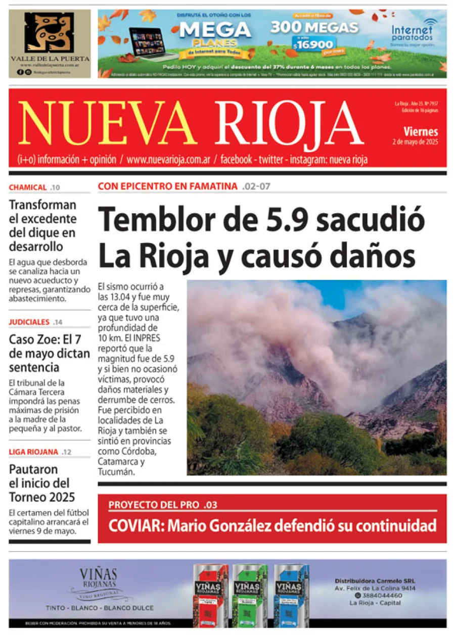 Tapa de edición impresa de fecha 02.05.2025
