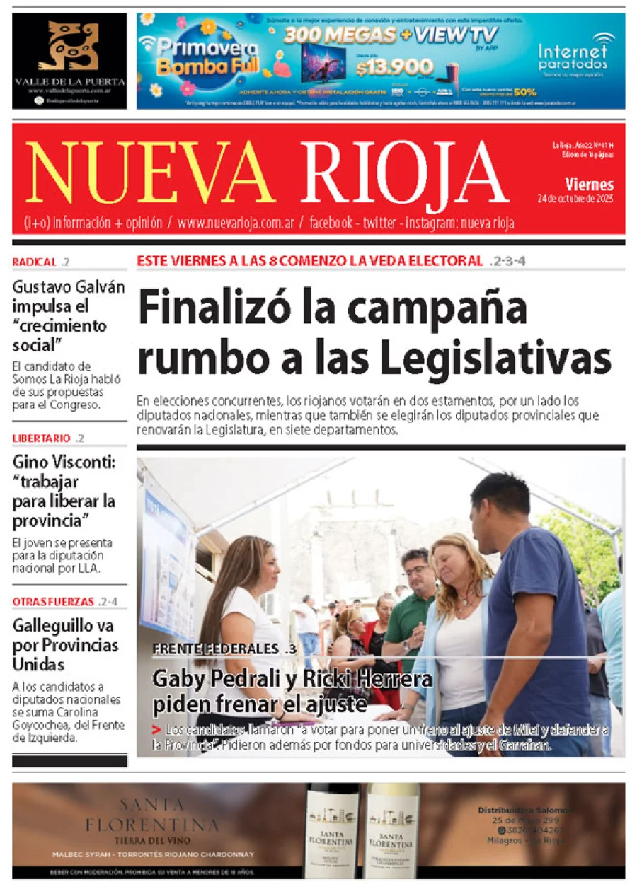 Tapa de edición impresa de fecha 24.10.2025