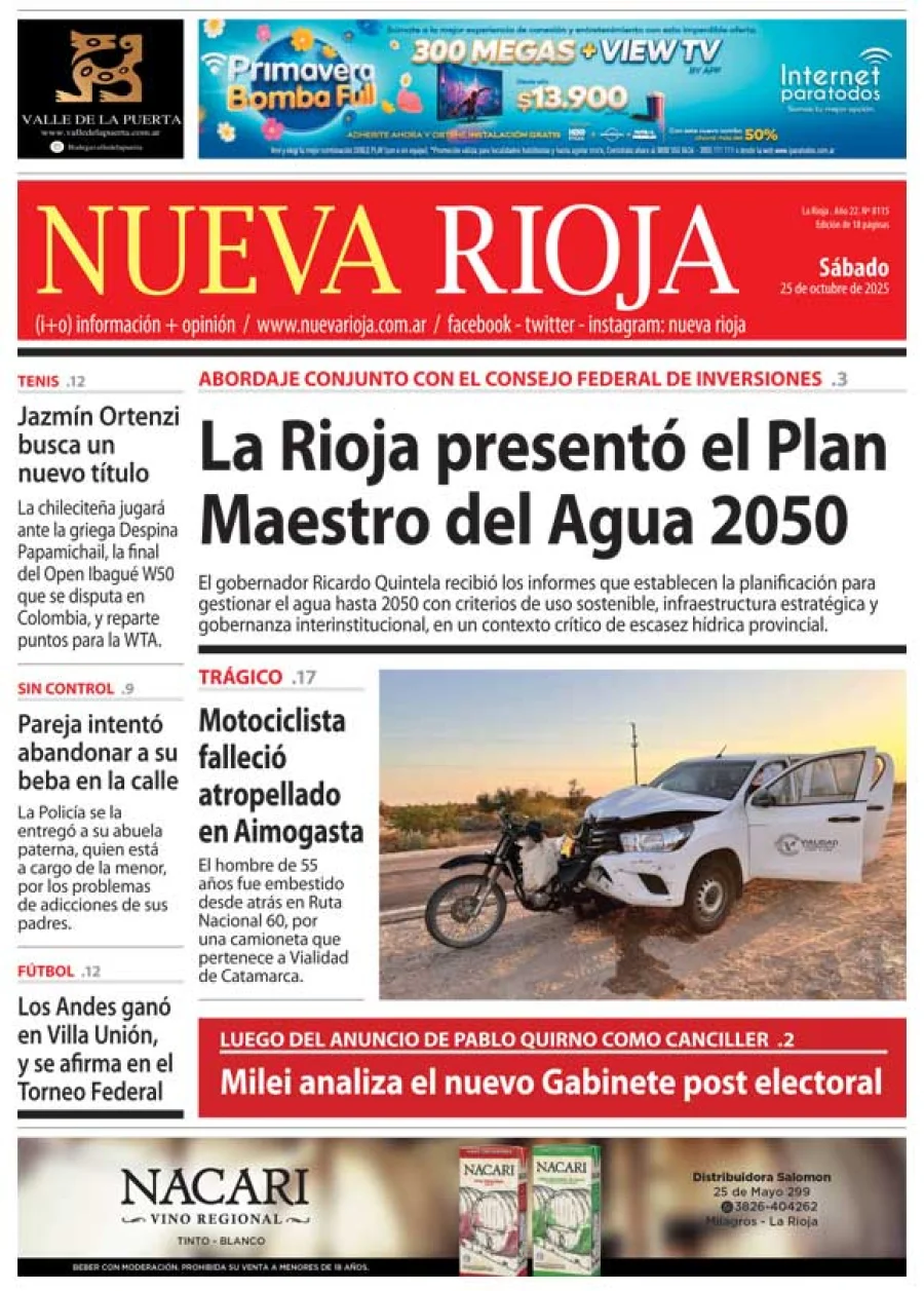 Tapa de edición impresa de fecha 25.10.2025