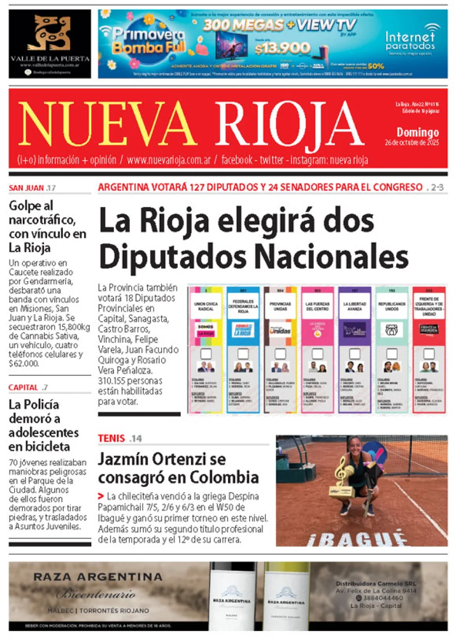 Tapa de edición impresa de fecha 26.10.2025
