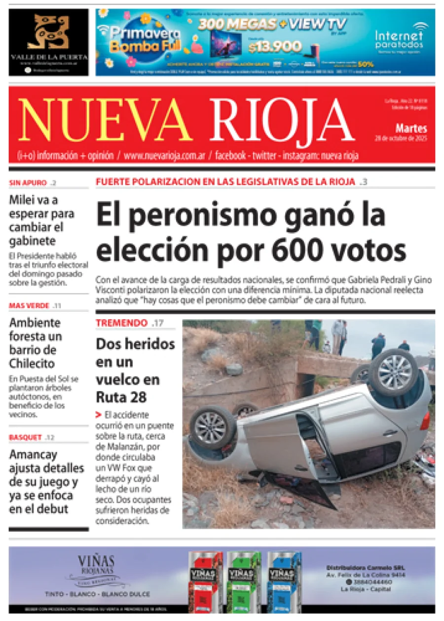 Tapa de edición impresa de fecha 28.10.2025