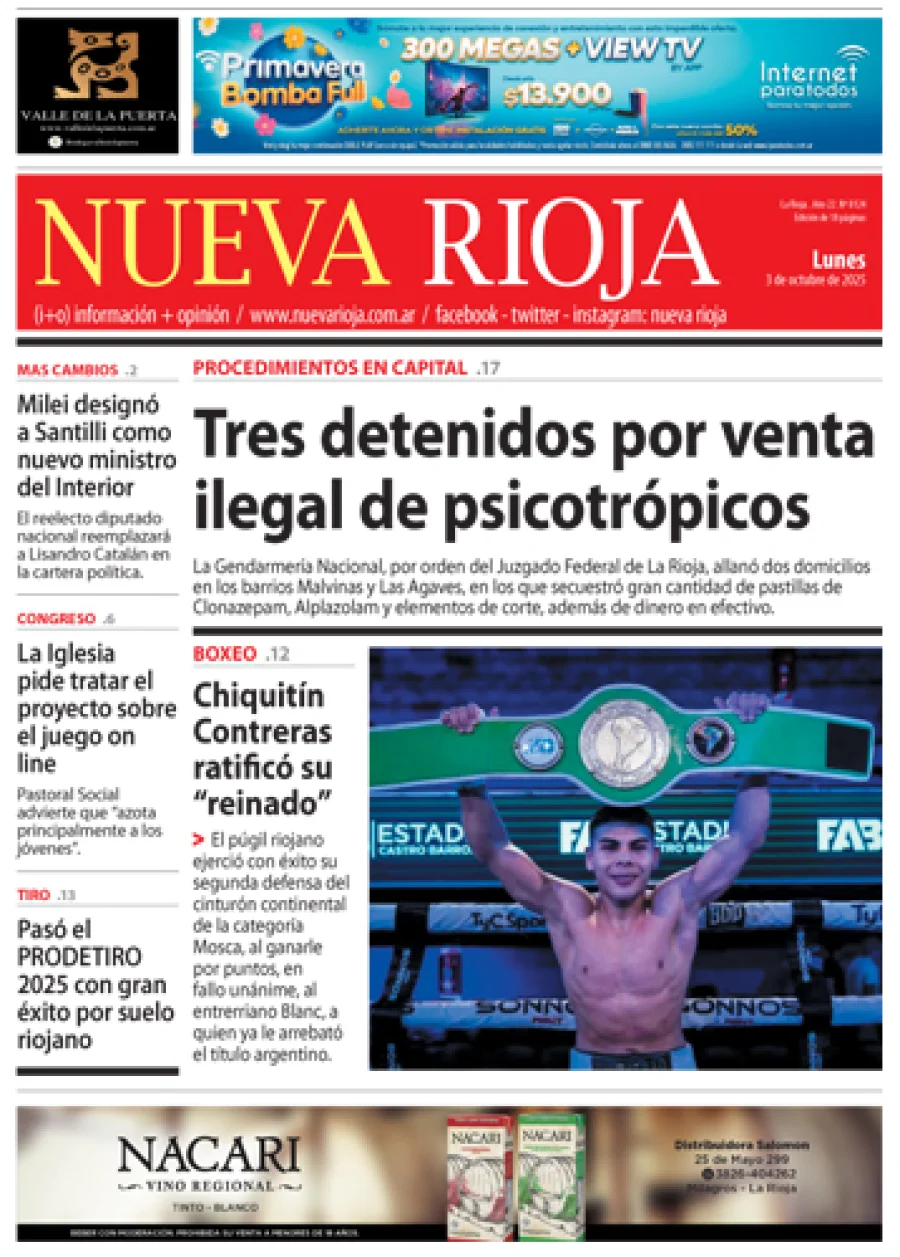 Tapa de edición impresa de fecha 03.11.2025