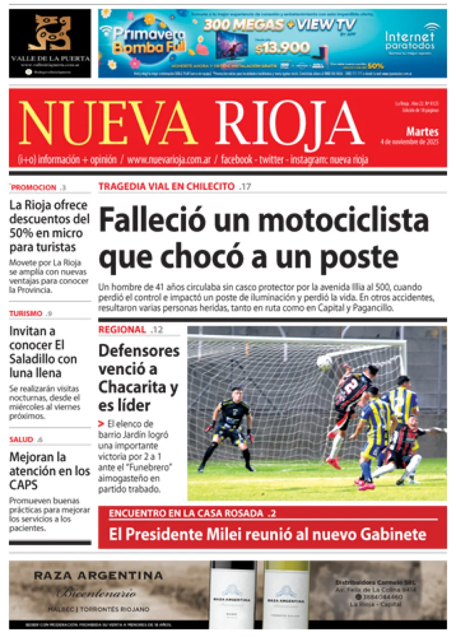 Tapa de edición impresa de fecha 04.11.2025