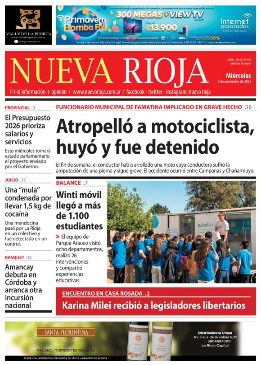 Tapa de edición impresa de fecha 05.11.2025
