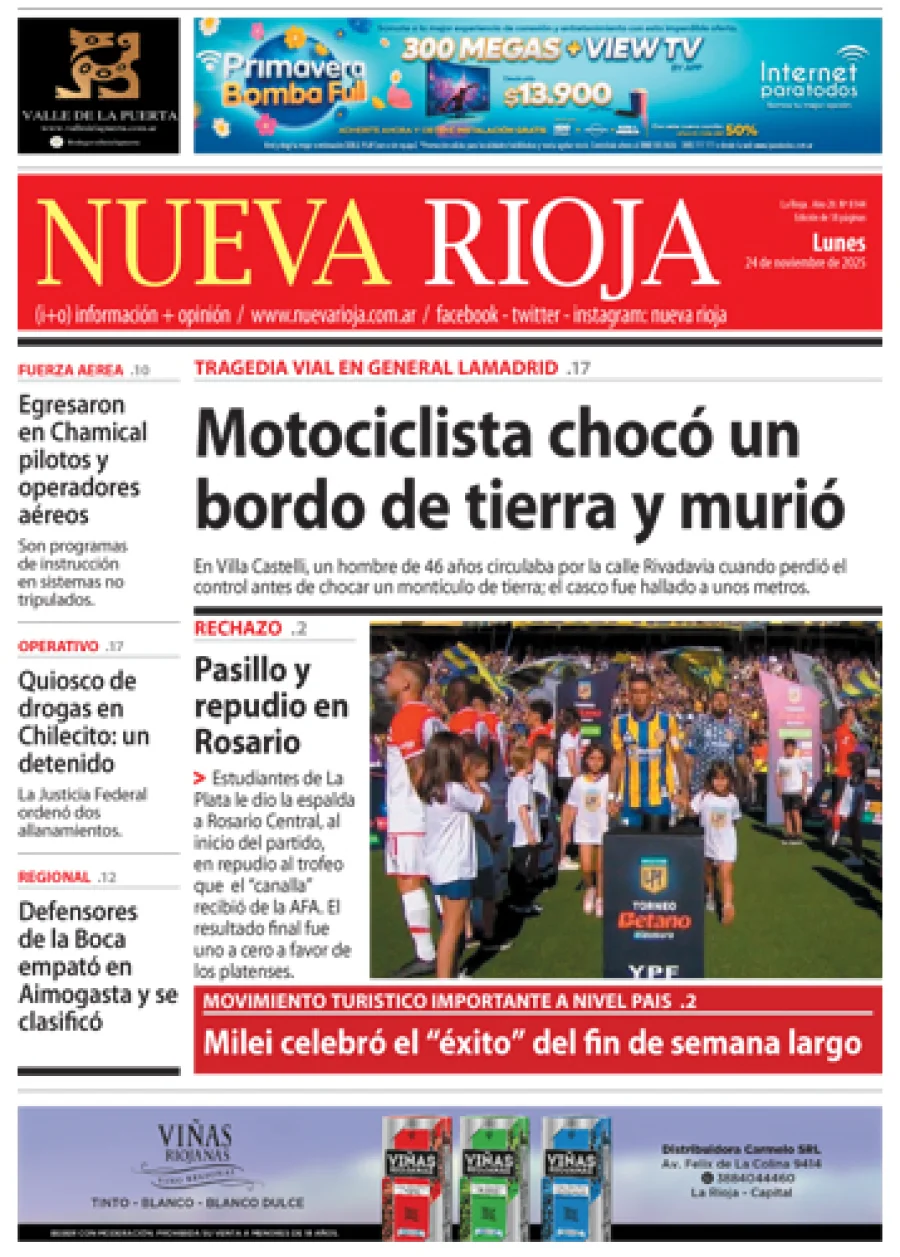 Tapa de edición impresa de fecha 24.11.2025