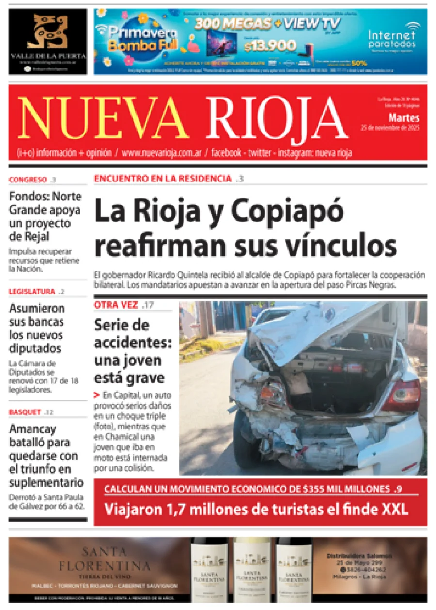 Tapa de edición impresa de fecha 25.11.2025