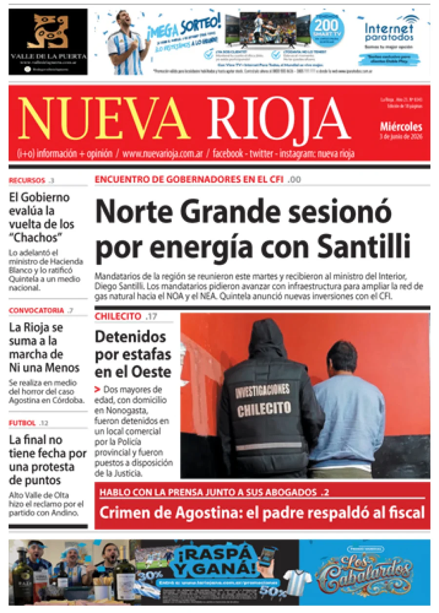 Tapa de edición impresa de fecha 03.06.2026