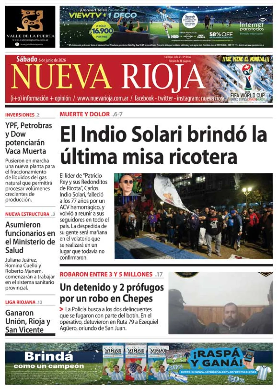 Tapa de edición impresa de fecha 06.06.2026