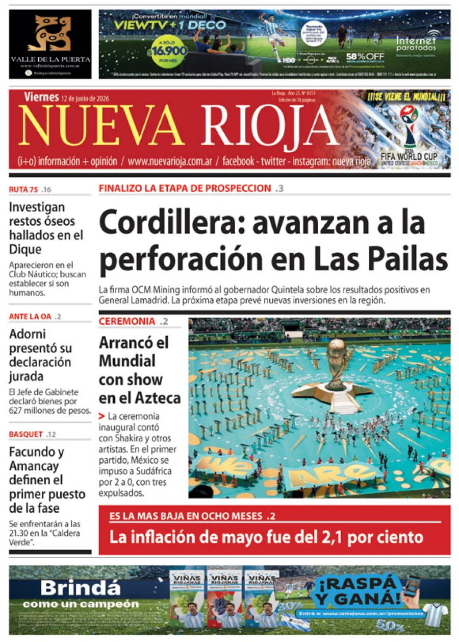 Tapa de edición impresa de fecha 12.06.2026