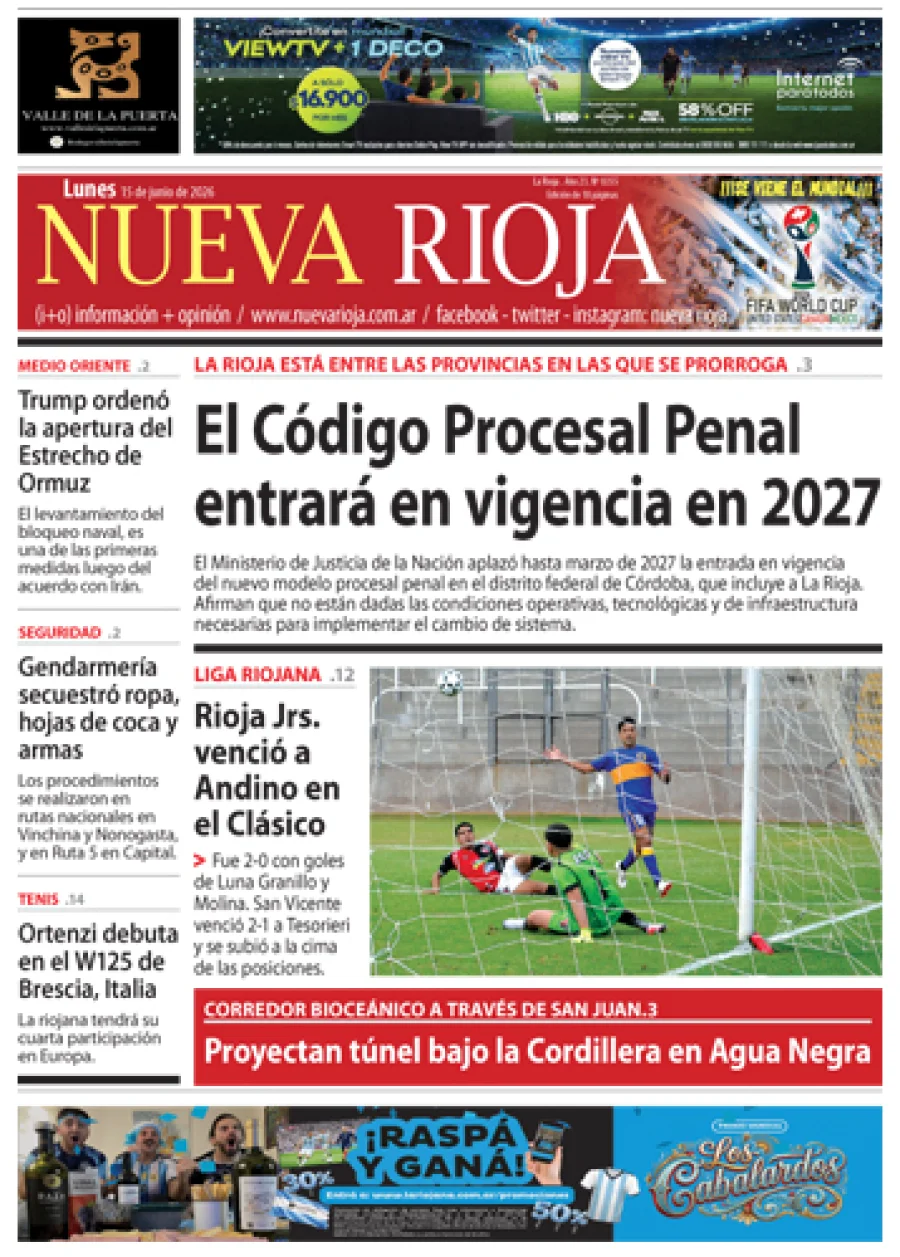 Tapa de edición impresa de fecha 15.06.2026