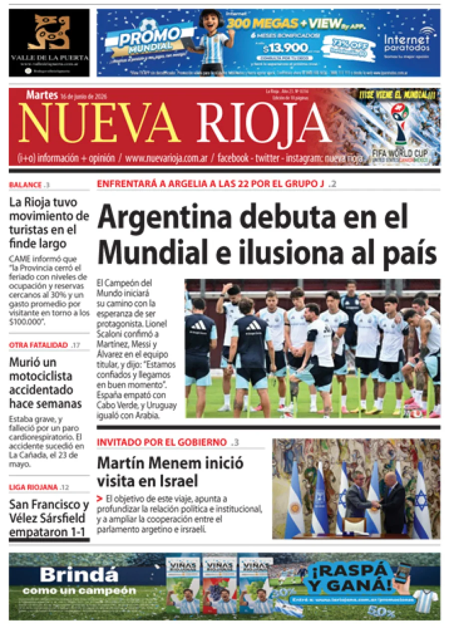Tapa de edición impresa de fecha 16.06.2026