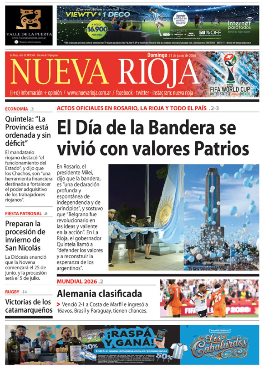 Tapa de edición impresa de fecha 21.06.2026
