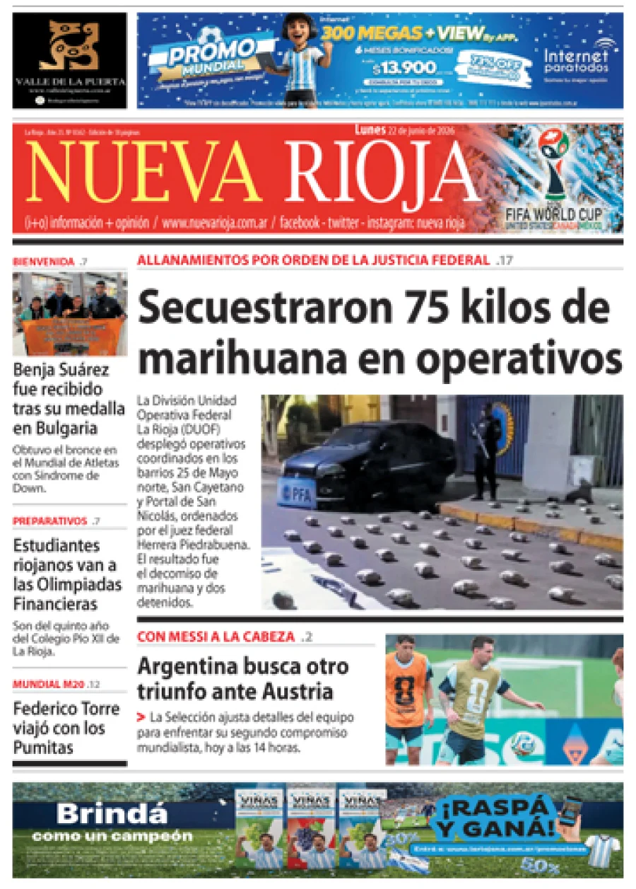 Tapa de edición impresa de fecha 22.06.2026