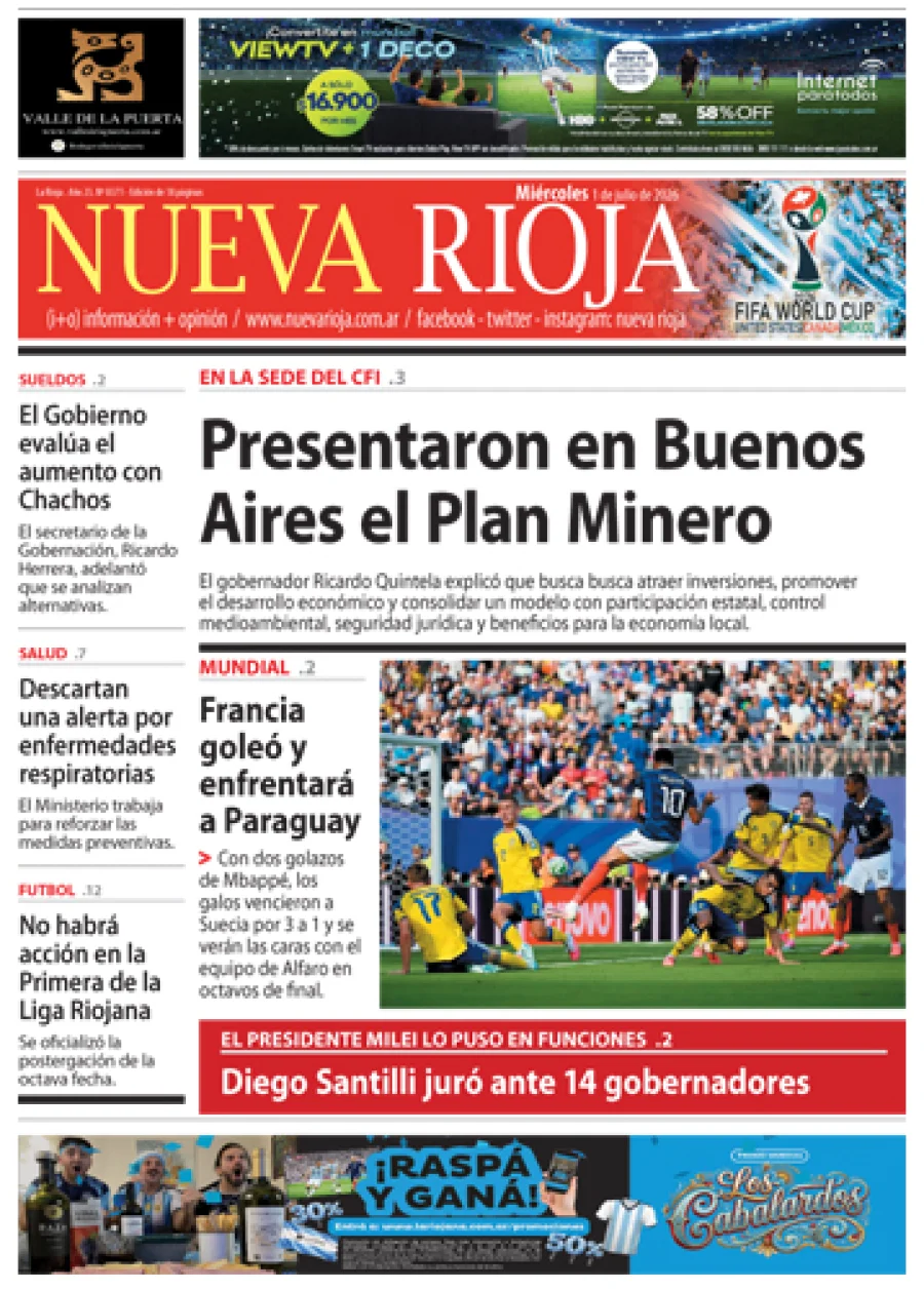 Tapa de edición impresa de fecha 01.07.2026