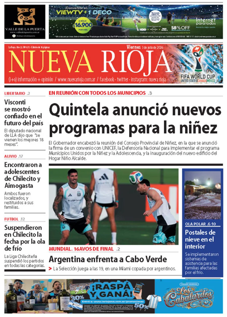 Tapa de edición impresa de fecha 03.07.2026