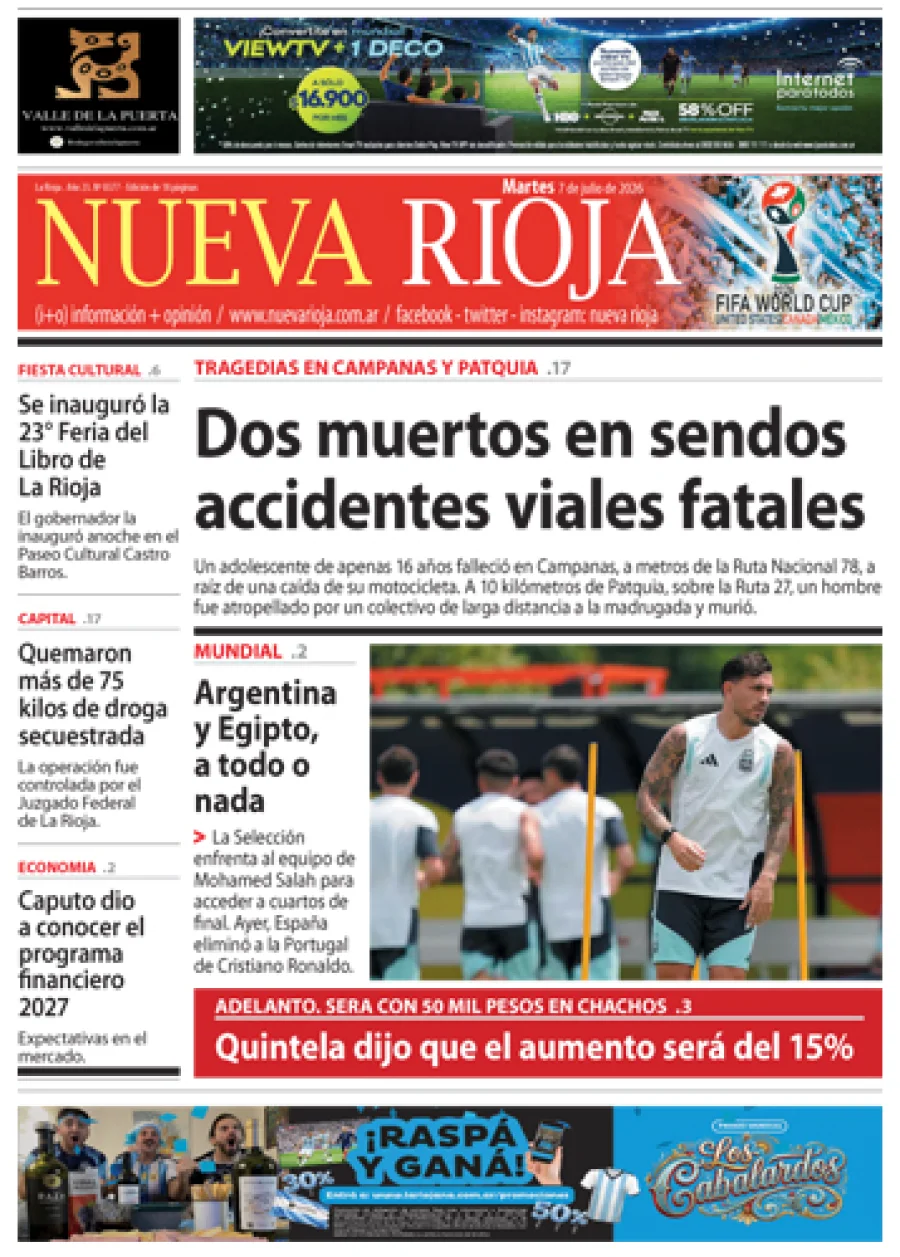 Tapa de edición impresa de fecha 07.07.2026