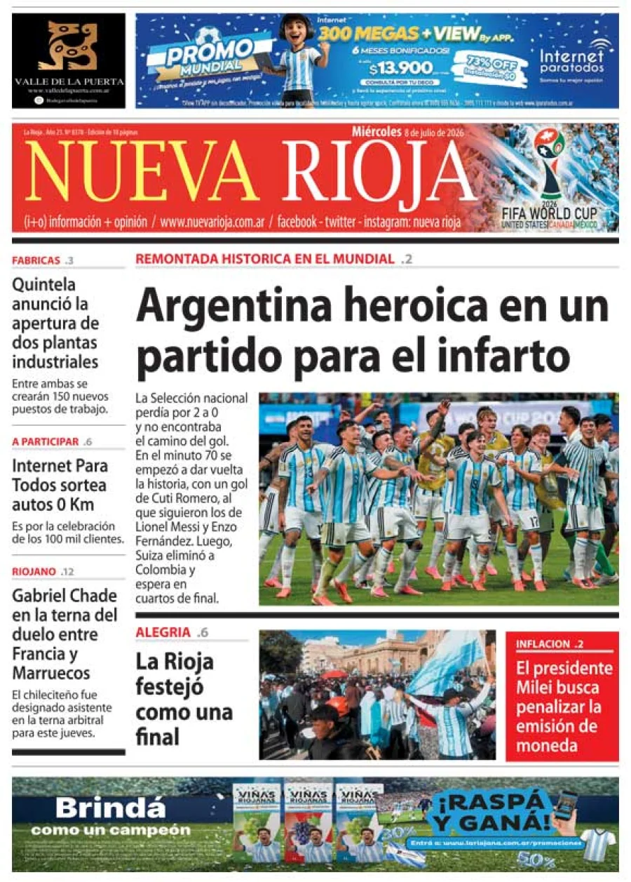 Tapa de edición impresa de fecha 08.07.2026