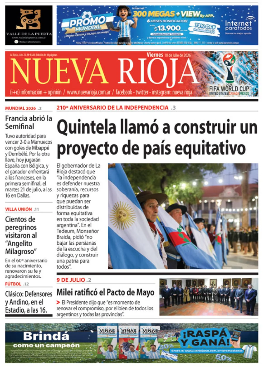 Tapa de edición impresa de fecha 10.07.2026