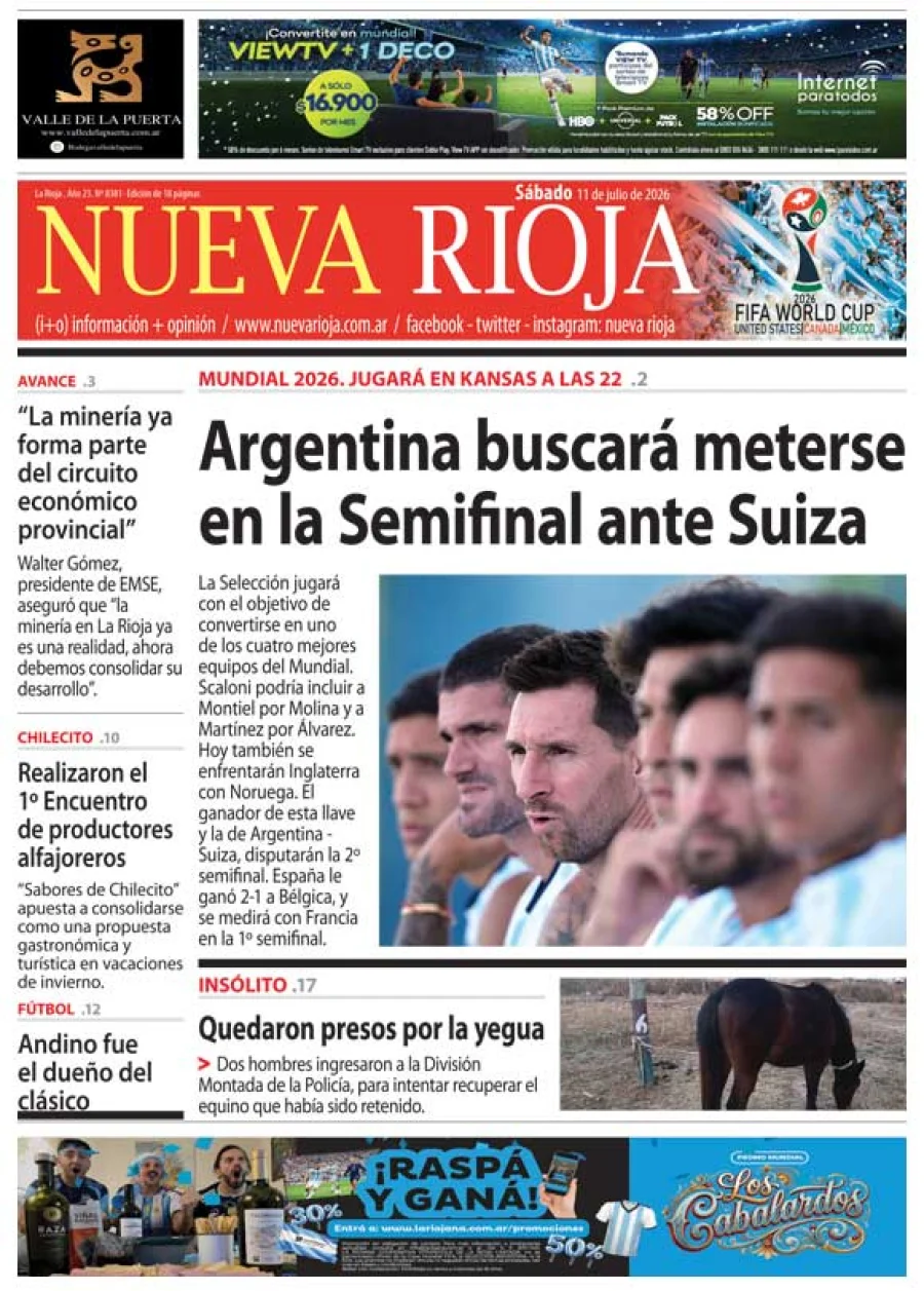 Tapa de edición impresa de fecha 11.07.2026