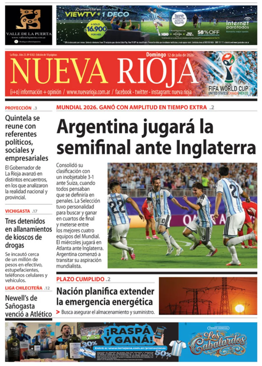 Tapa de edición impresa de fecha 12.07.2026