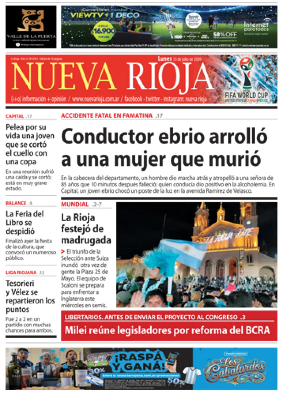 Tapa de edición impresa de fecha 13.07.2026