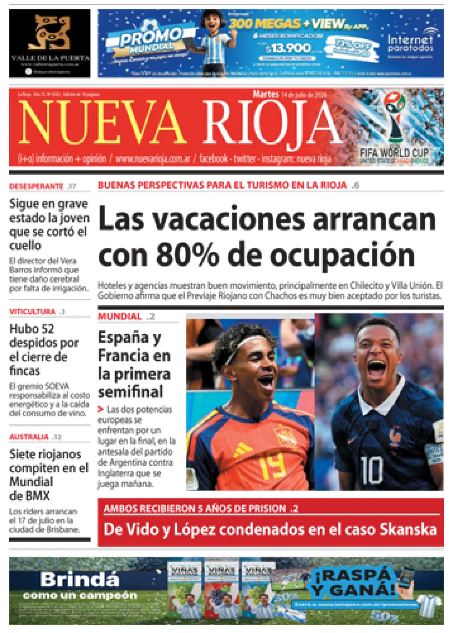 Tapa de edición impresa de fecha 14.07.2026