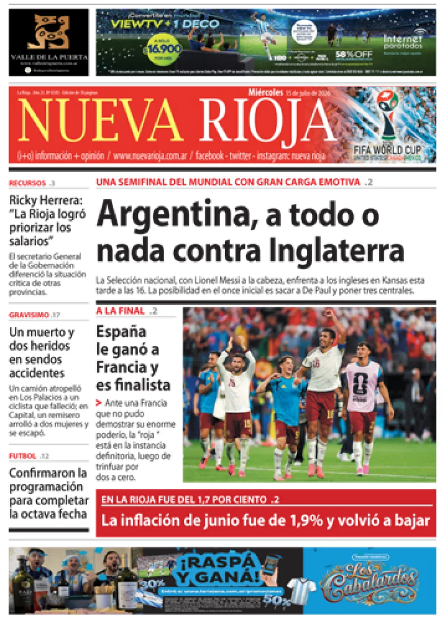 Tapa de edición impresa de fecha 15.07.2026