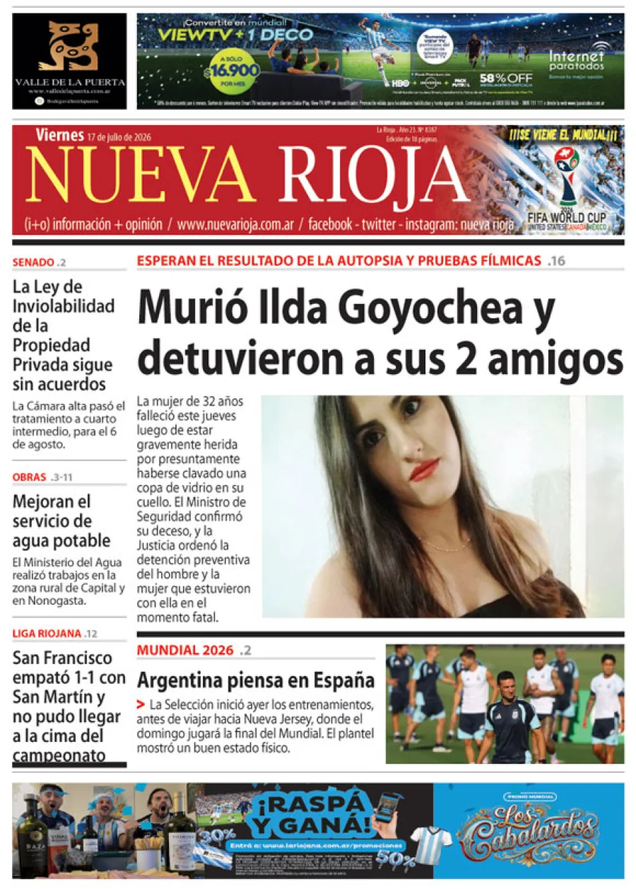 Tapa de edición impresa de fecha 17.07.2026