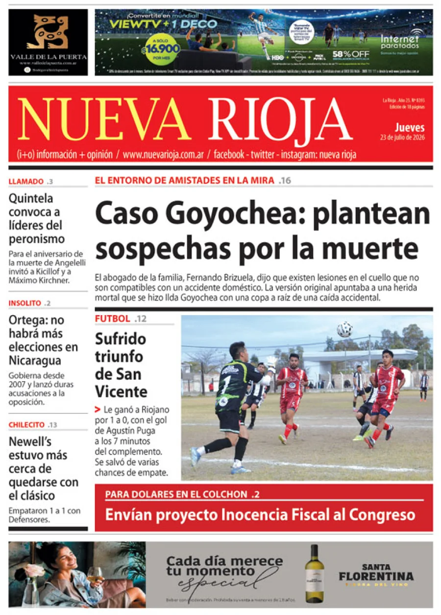 Tapa de edición impresa de fecha 23.07.2026