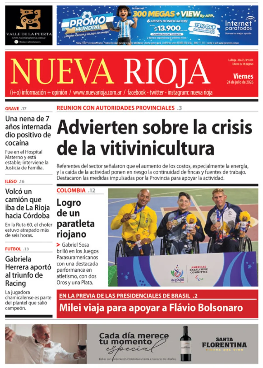 Tapa de edición impresa de fecha 24.07.2026