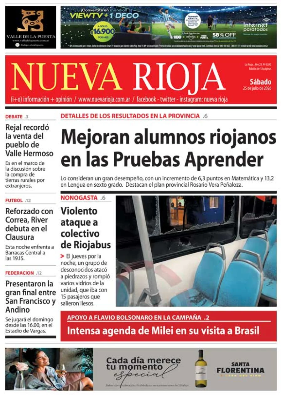 Tapa de edición impresa de fecha 25.07.2026