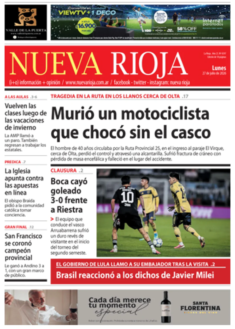 Tapa de edición impresa de fecha 27.07.2026