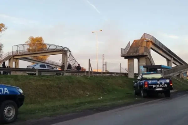 Un camión derrumbó un puente peatonal en la Panamericana