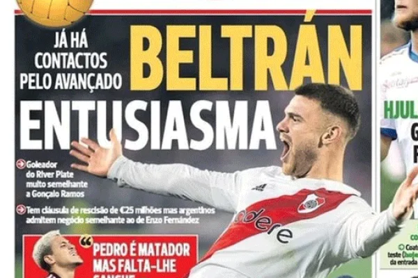 Atento River Plate: Benfica pagaría la cláusula para llevarse a Lucas Beltrán