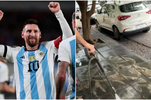 El impactante dibujo de Lionel Messi hecho con una hidrolavadora que es furor en TikTok