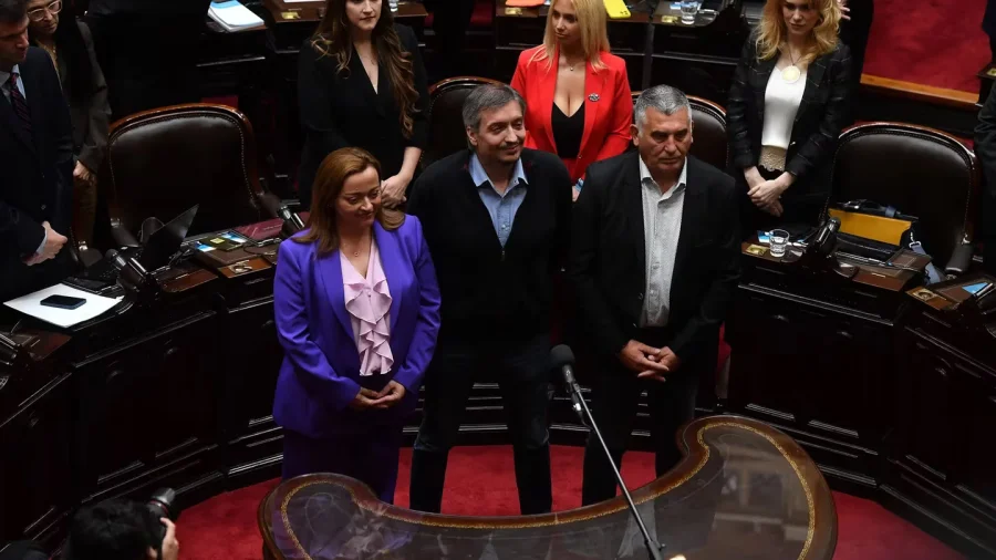 Cecilia Moreau, Máximo Kirchner y Mario Manrique