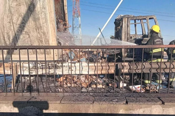 Se incendió un camión sobre el puente Zárate Brazo Largo