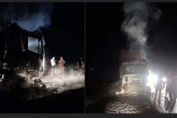 Camiónero riojano resultó ileso tras el incendio de su camión