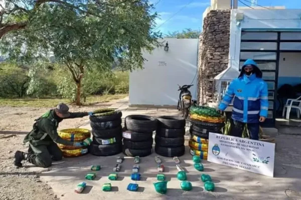 Secuestran neumáticos y seis kilos de hojas de coca que venian a La Rioja