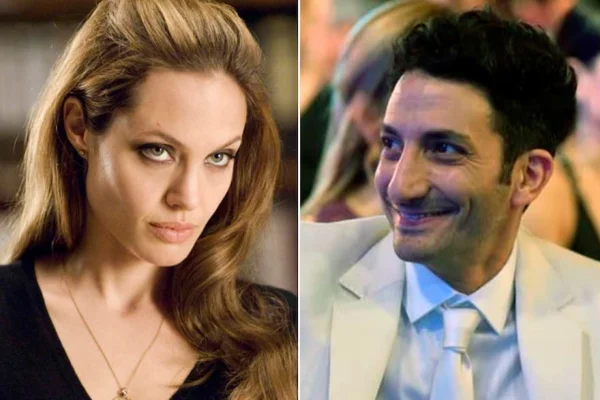 Angelina Jolie y Juan Minujín en el estreno de 