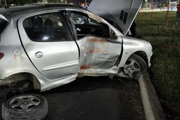 Un auto terminó incrustado contra una columna en la zona sur