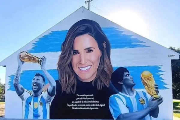 Mural de Soledad Pastorutti junto a Messi y Maradona asombra en Arequito