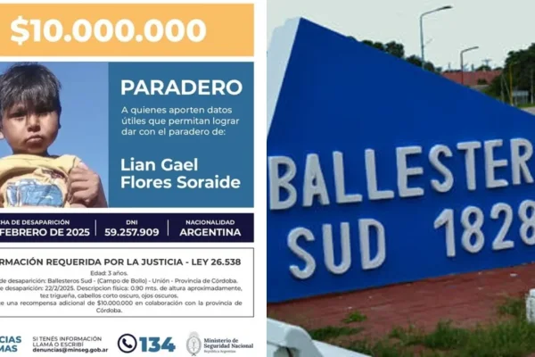 Ofrecen una recompensa de 20 millones de pesos para obtener datos sobre Lian