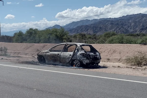 Incendio consumió un auto pasando los Colorados