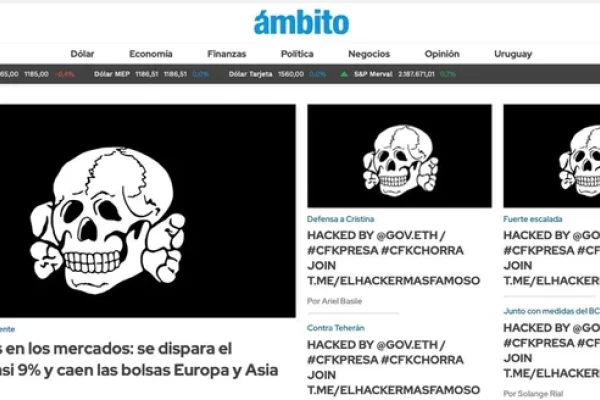 Hackearon la web de Ámbito Financiero: 