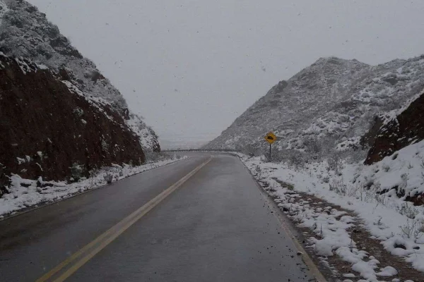 Comenzó a nevar en la zona alta de La Pampa de la Viuda y el acceso está cortado