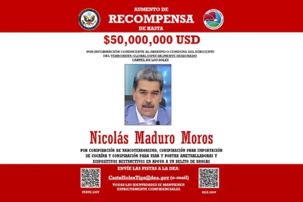 Estados Unidos duplicó la recompensa por Nicolás Maduro: 50 millones de dólares