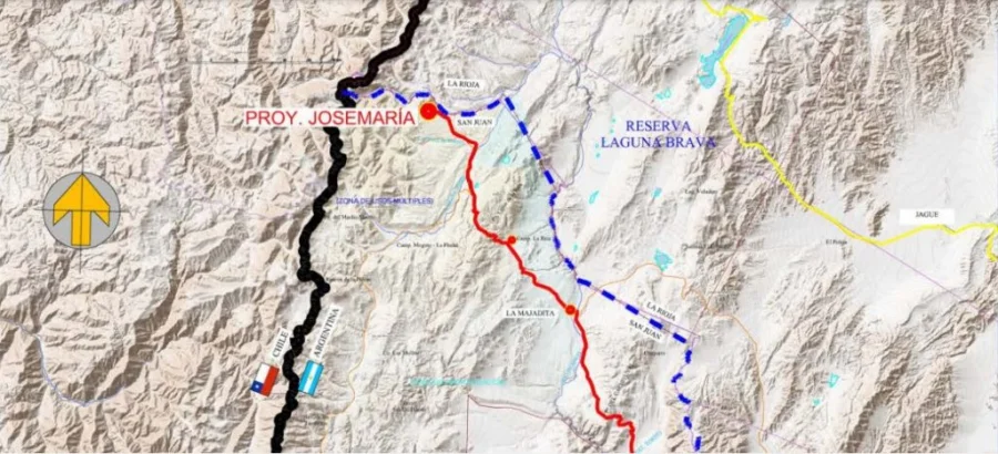 El megaproyecto está ubicado en San Juan, pero a poco más de 700 metros del límite con La Rioja.