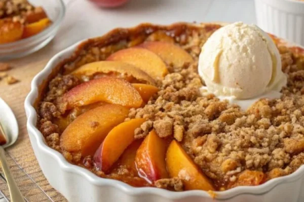 Cómo hacer crumble de duraznos con almendras y canela