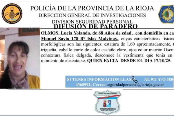 La Policía busca a una mujer de 68 años desaparecida en la Capital